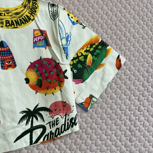 NWOT ALEMAIS x Alan Berry Rhys Samaki Cropped Organic Cotton Shirt Women's Sz 6 - Picture 13 of 15